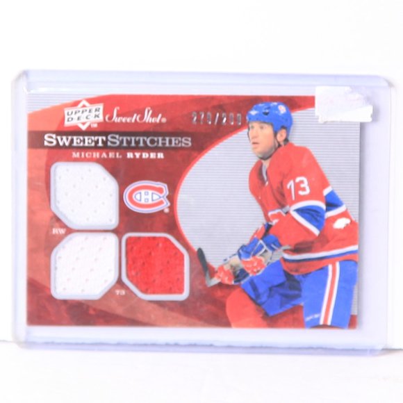 Michael Ryder Upper Deck Game-Used Sweet Stiches Hockey Card 2007/08 Canadiens - Picture 1 of 2